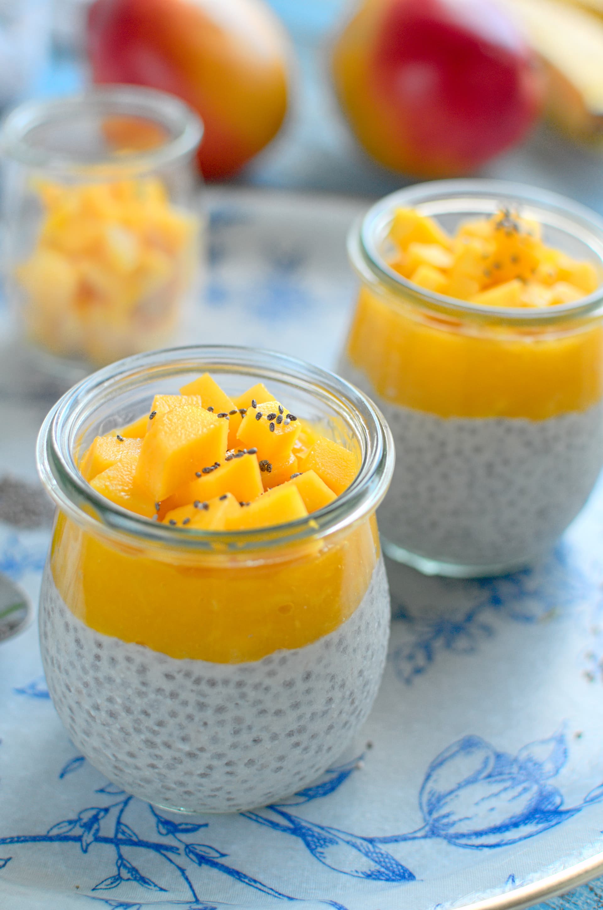 Mango Chia Pudding with Banana and Thick Yogurt