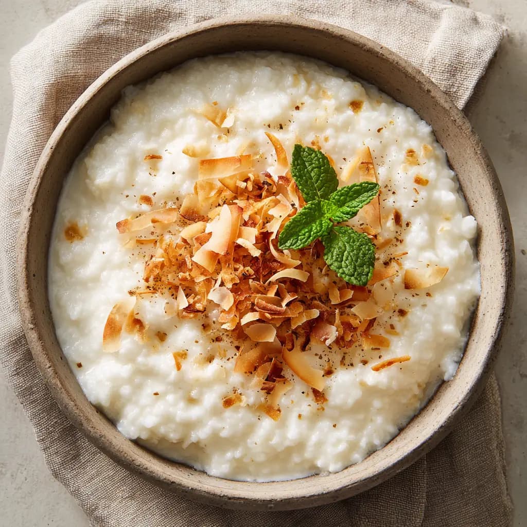 Creamy Coconut Rice Pudding with Toasted Coconut and Nutmeg