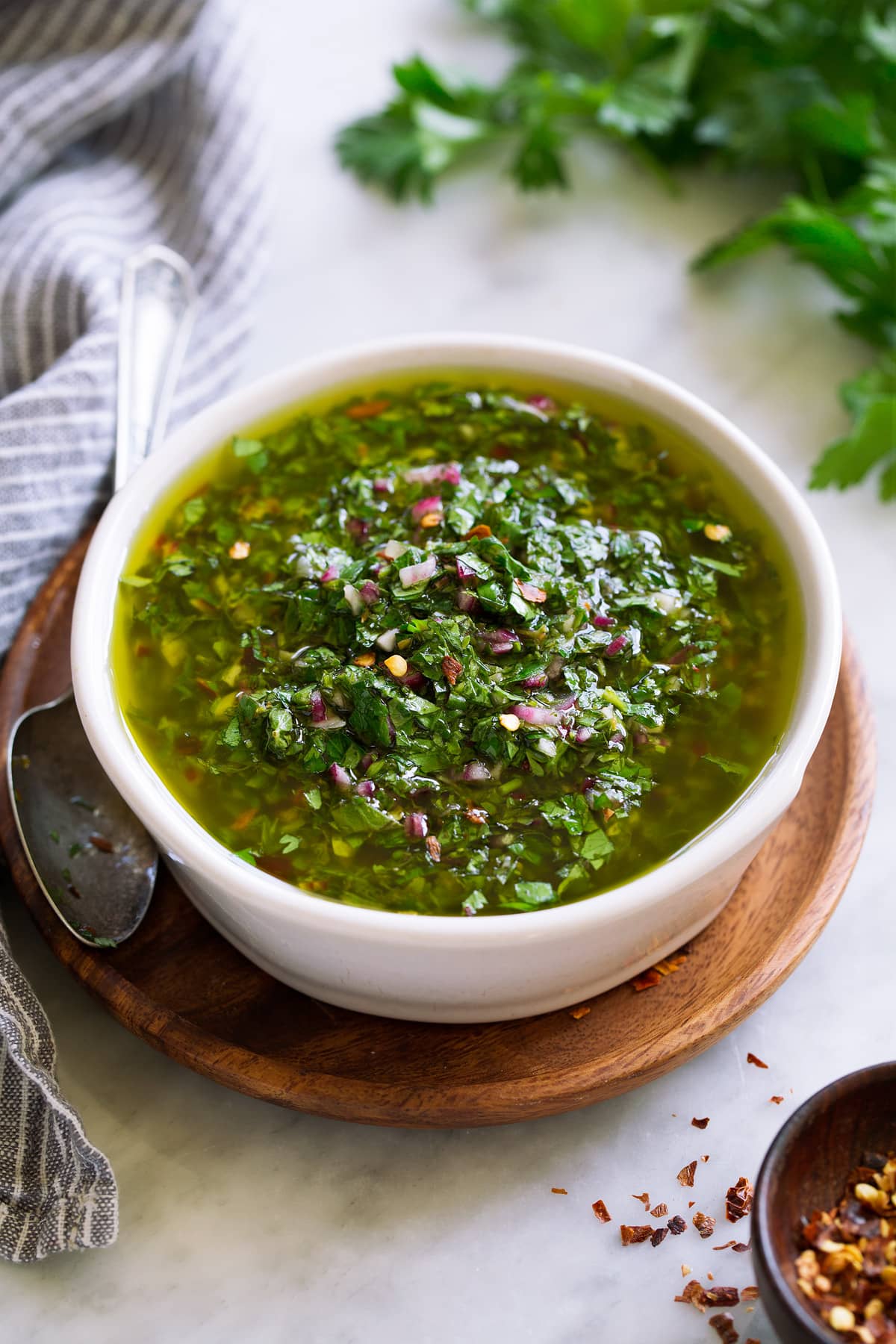 Chimichurri Sauce With Fresh Herbs, Red Wine Vinegar, and Lemon