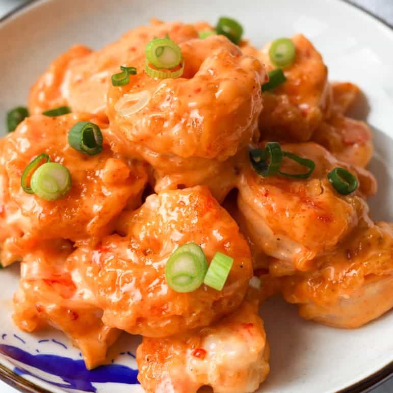 Bang Bang Shrimp with Crisp Cornstarch Coating and Sweet Chili Mayo