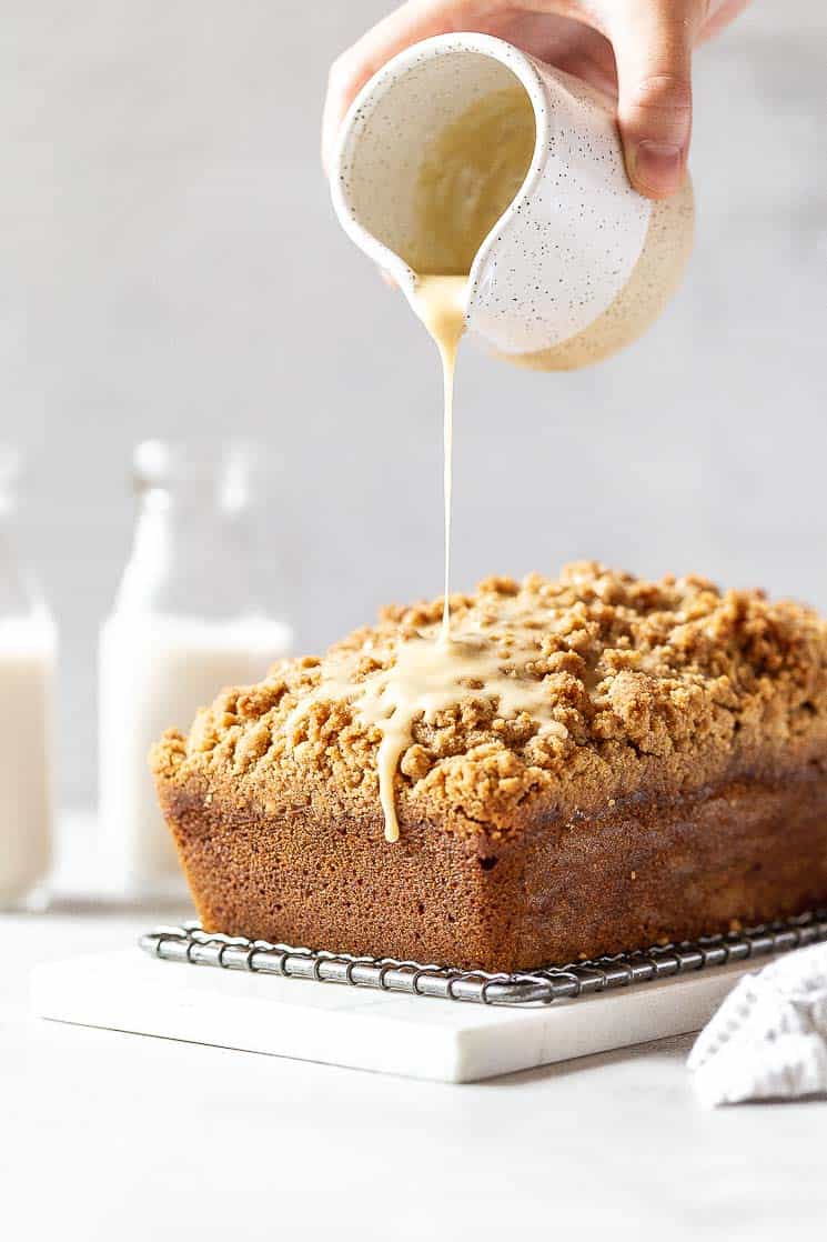 Pumpkin Bread with Maple Glaze and Crunchy Spice Streusel