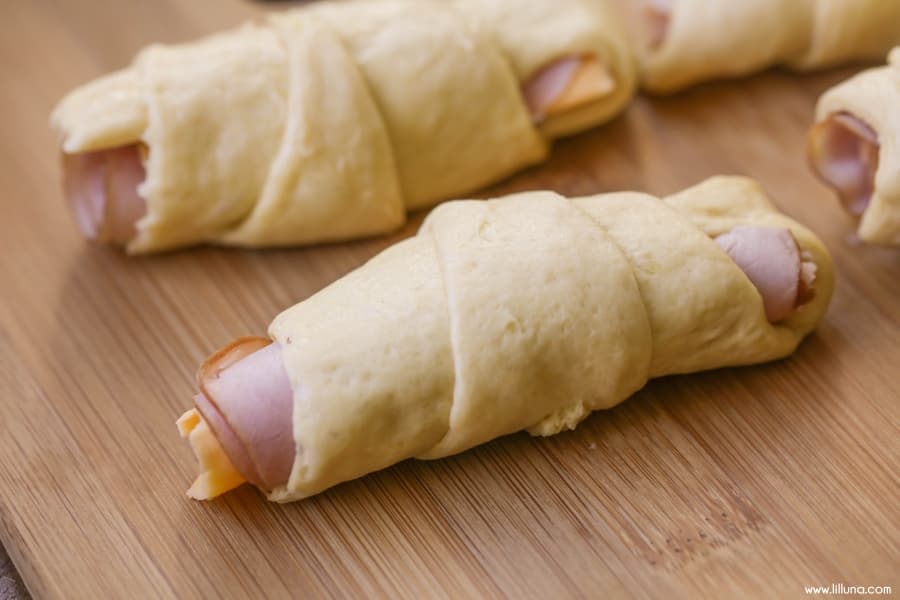 Hot Ham and Cheese Roll Ups With Soft Crescent Dough