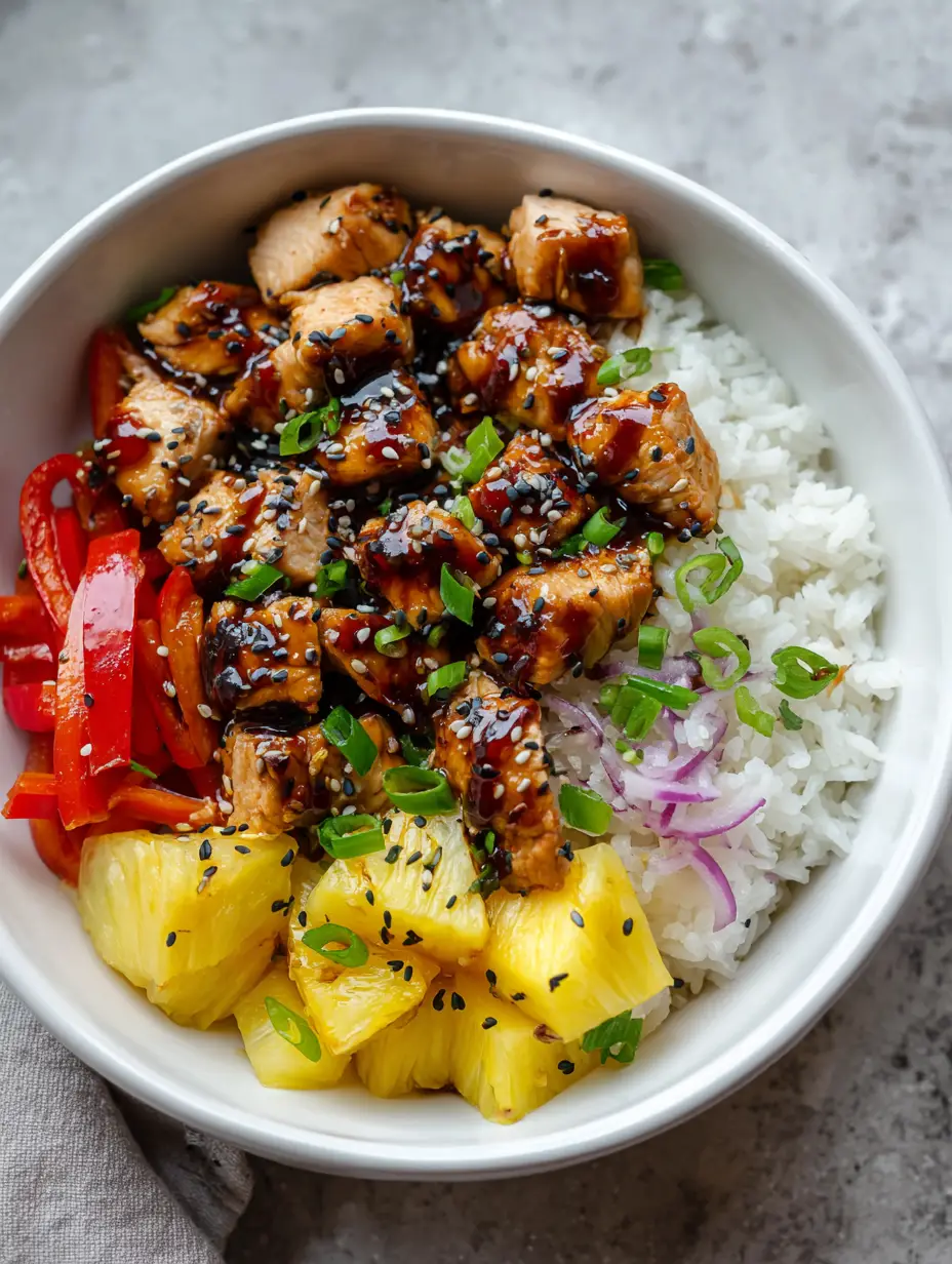 Hawaiian Chicken Bowl with Glossy Teriyaki and Fresh Pineapple