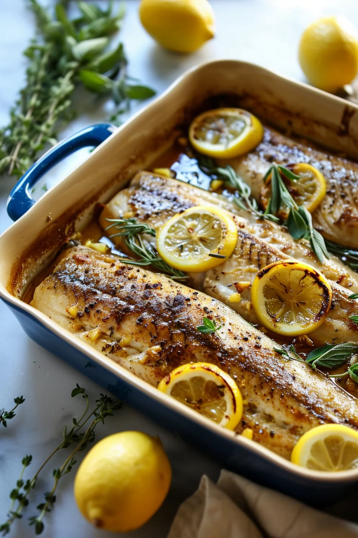Mediterranean Baked Branzino with Lemon and Fresh Herbs