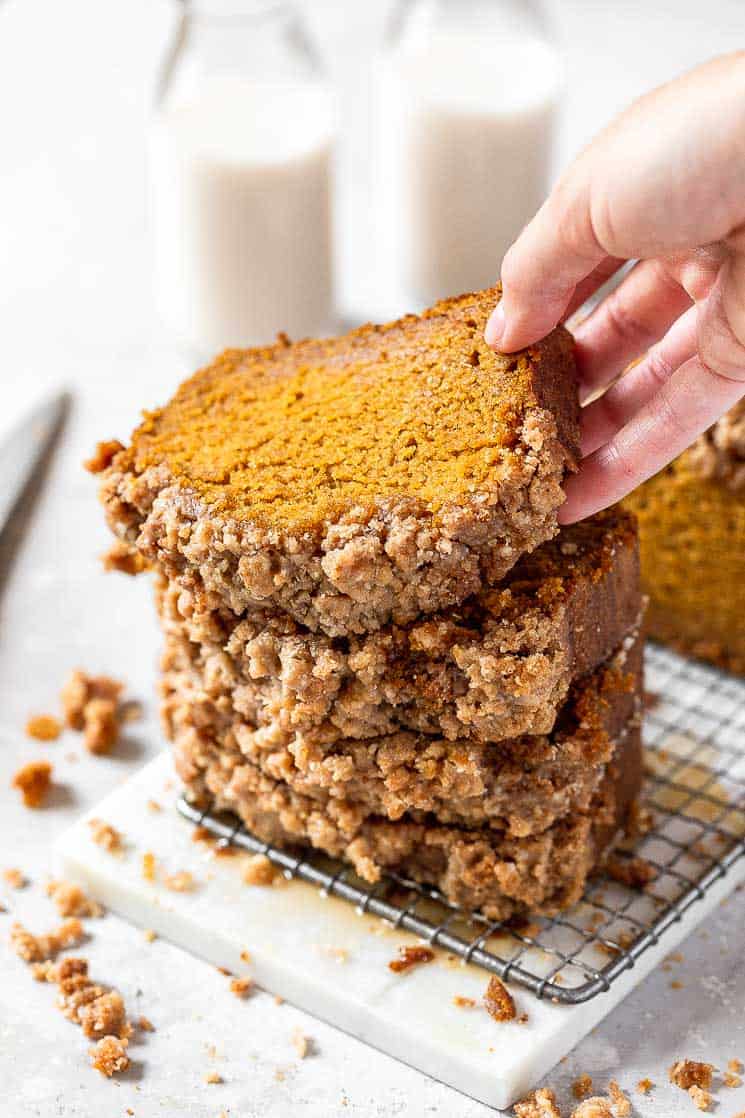 Pumpkin Bread with Maple Glaze and Crunchy Spice Streusel