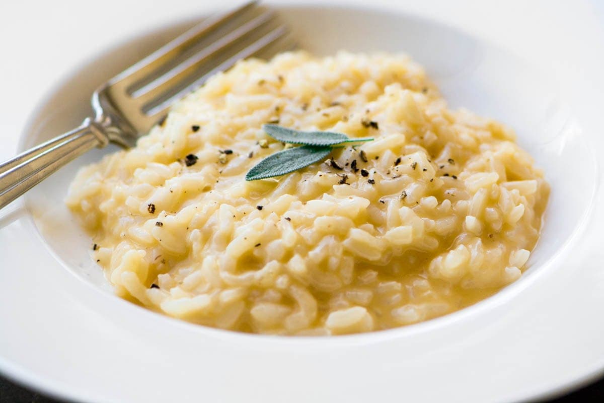 Instant Pot Cheddar Risotto with Fresh Sage and Sharp Cheddar