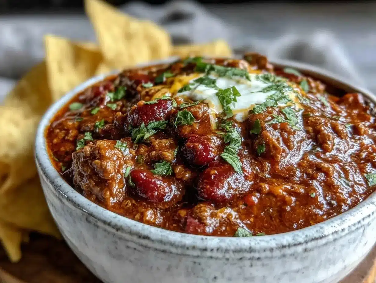 Crockpot Ground Beef Chili with Smoky Spices and Meaty Texture