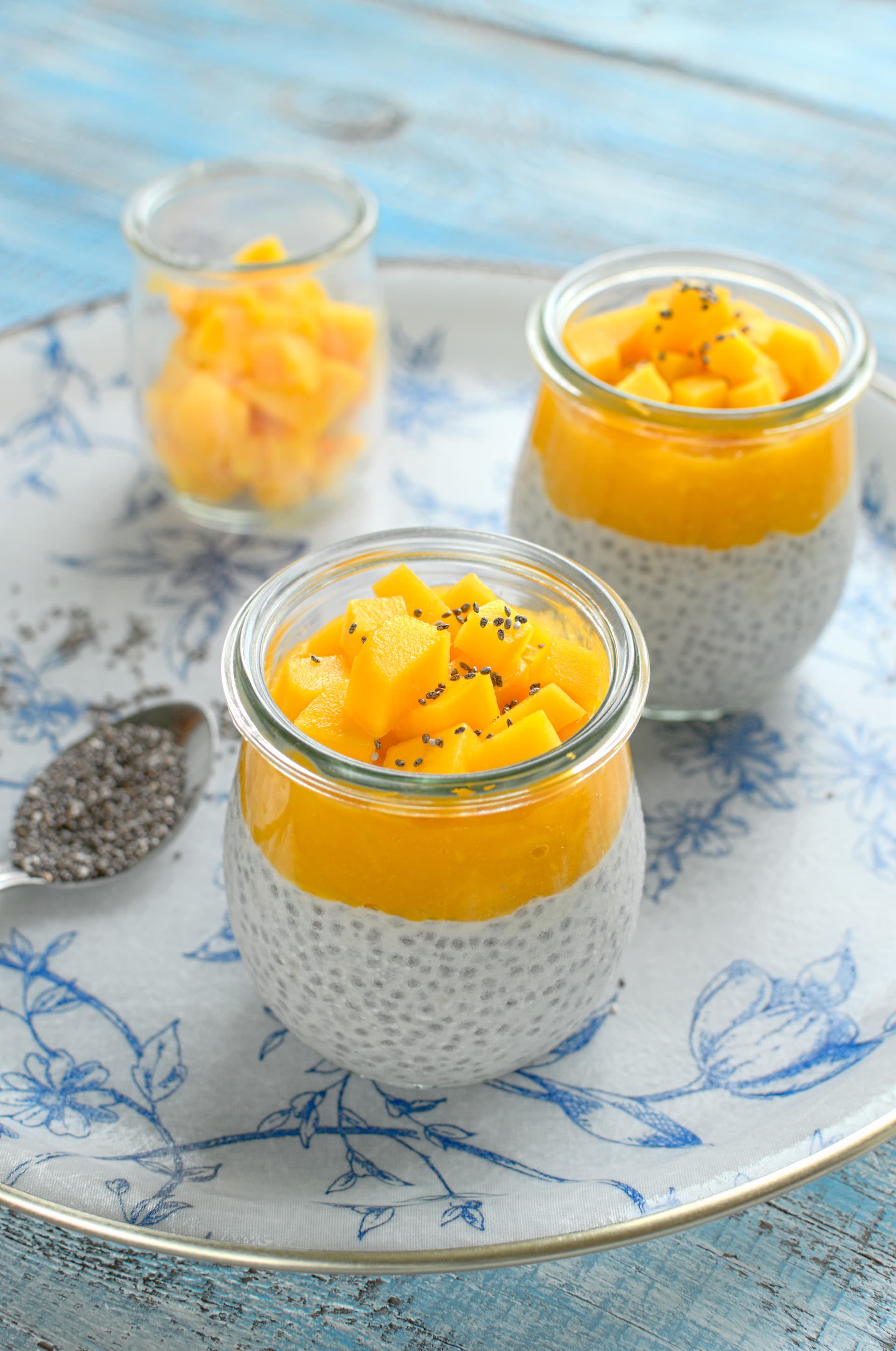 Mango Chia Pudding with Banana and Thick Yogurt
