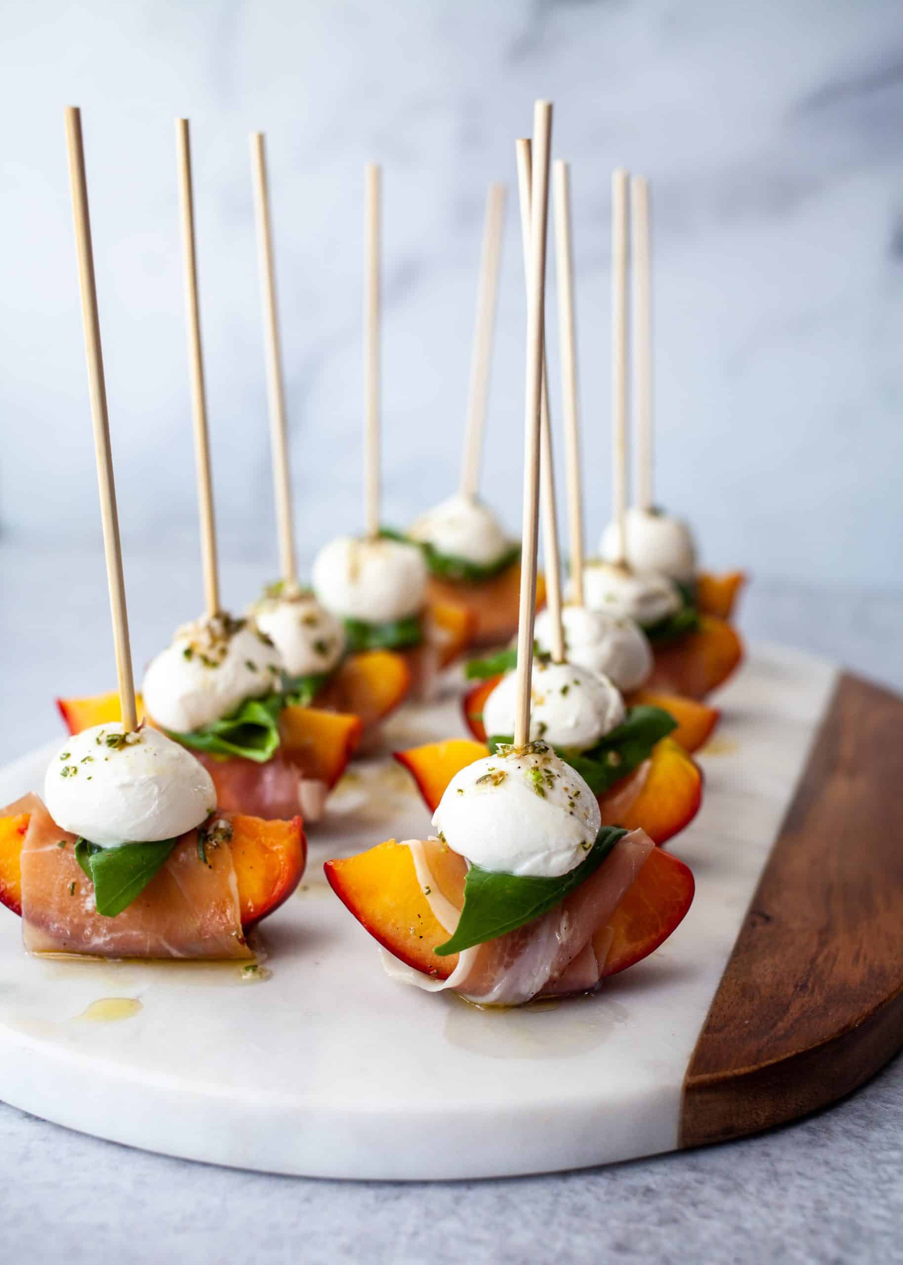 Mozzarella, Prosciutto, and Pickled Peach Skewers: A Unique Summer Appetizer