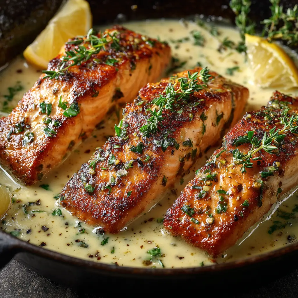 Pan-Seared Salmon with Crispy Skin and Garlic Butter