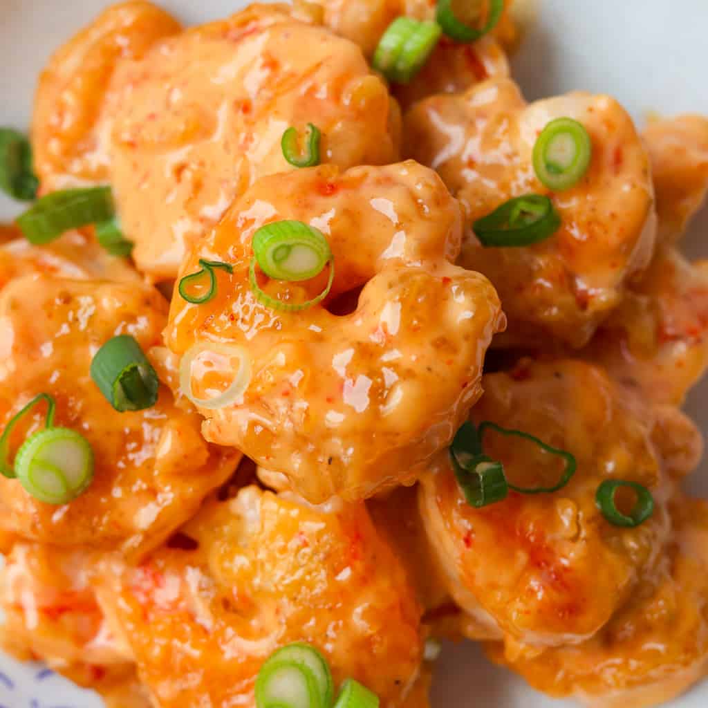 Bang Bang Shrimp with Crisp Cornstarch Coating and Sweet Chili Mayo