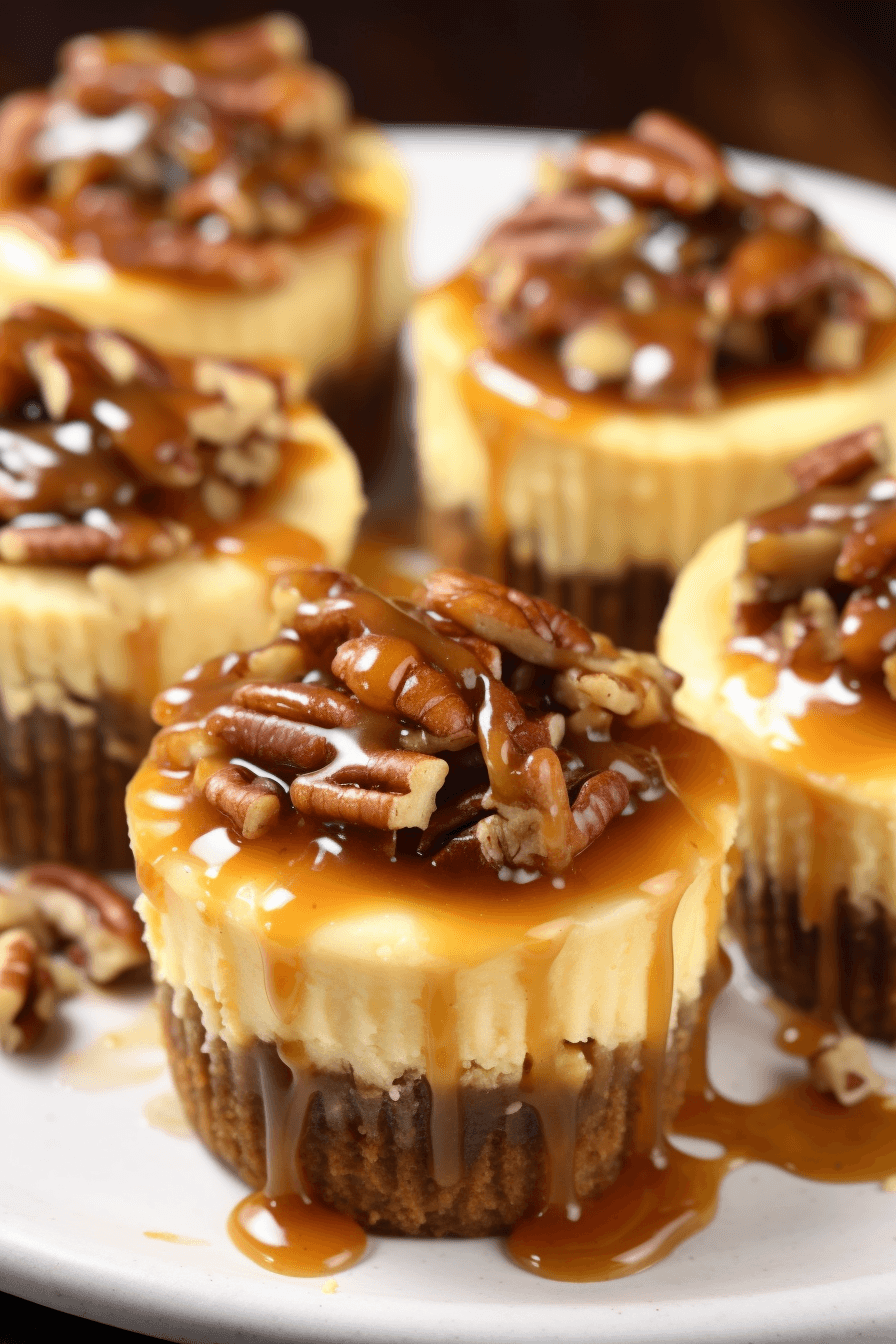 Mini Pecan Pie Cheesecakes with Toasted Pecan Brown Sugar Topping