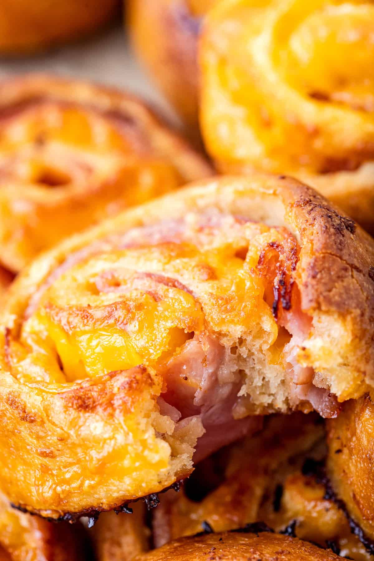 Ham and Cheese Pinwheels with Flaky Crescent Dough and Garlic Butter