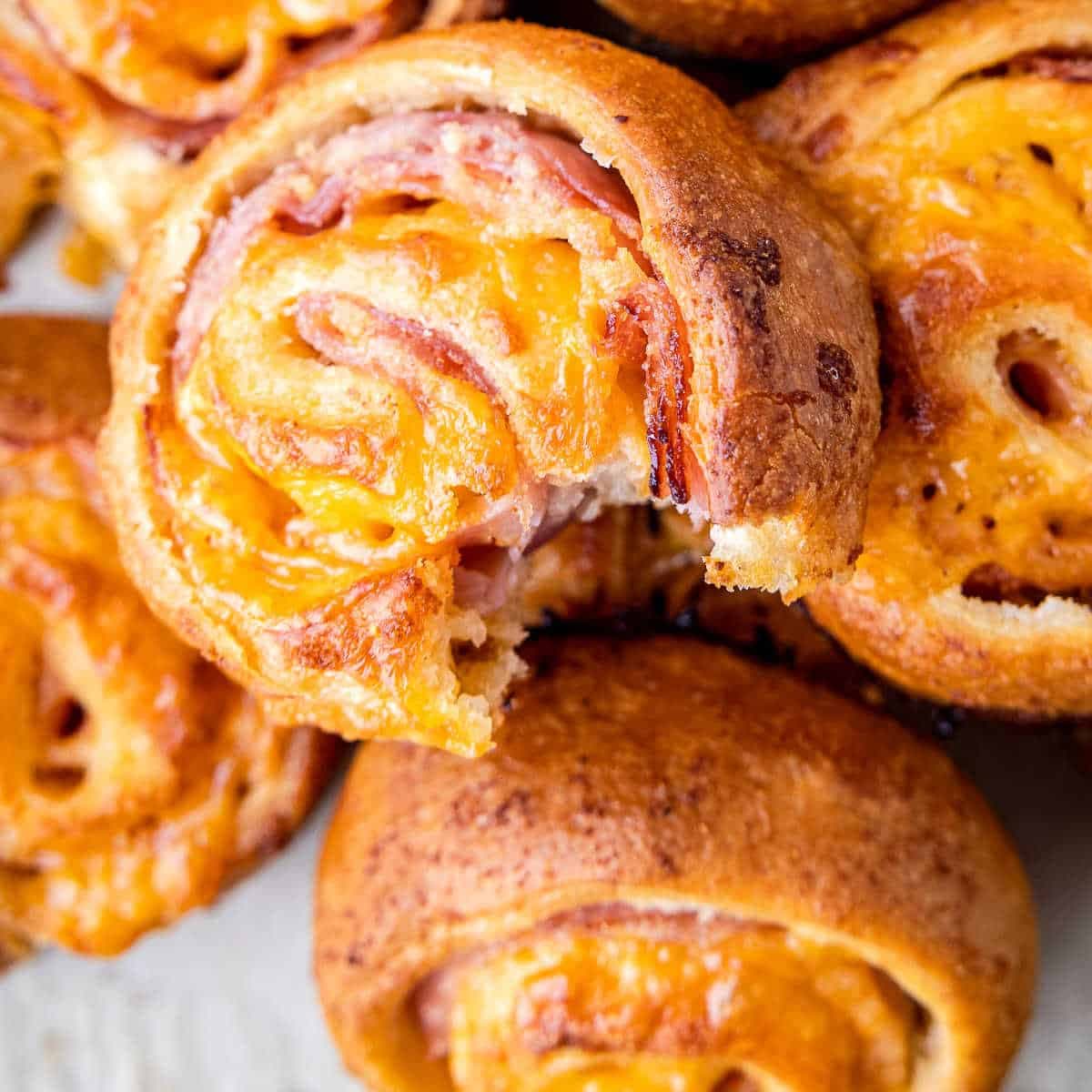 Ham and Cheese Pinwheels with Flaky Crescent Dough and Garlic Butter