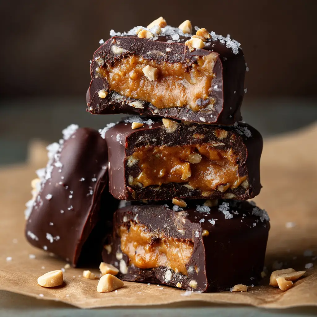 Date Snickers with Peanut Butter and Dark Chocolate