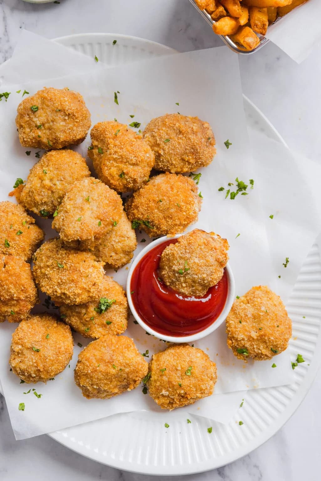 Homemade Ground Chicken Nuggets With Crispy Parmesan Breading