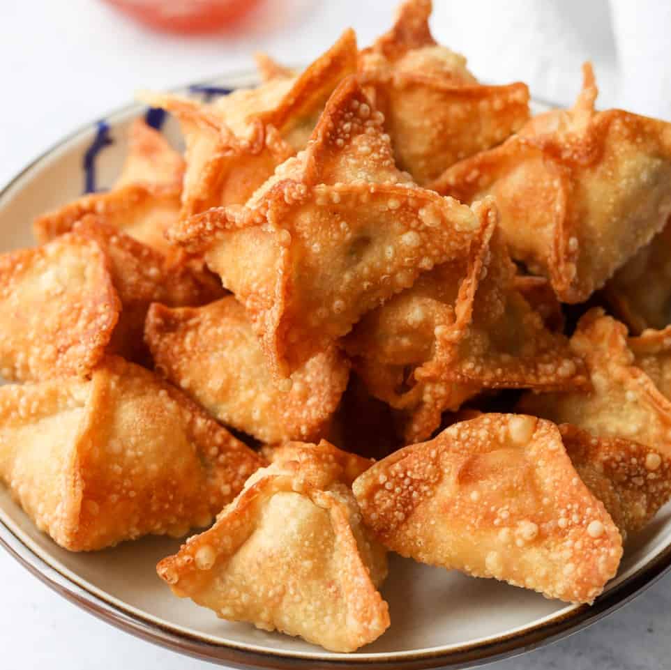Crab Rangoon with Crispy Golden Wontons and Creamy Crab Filling