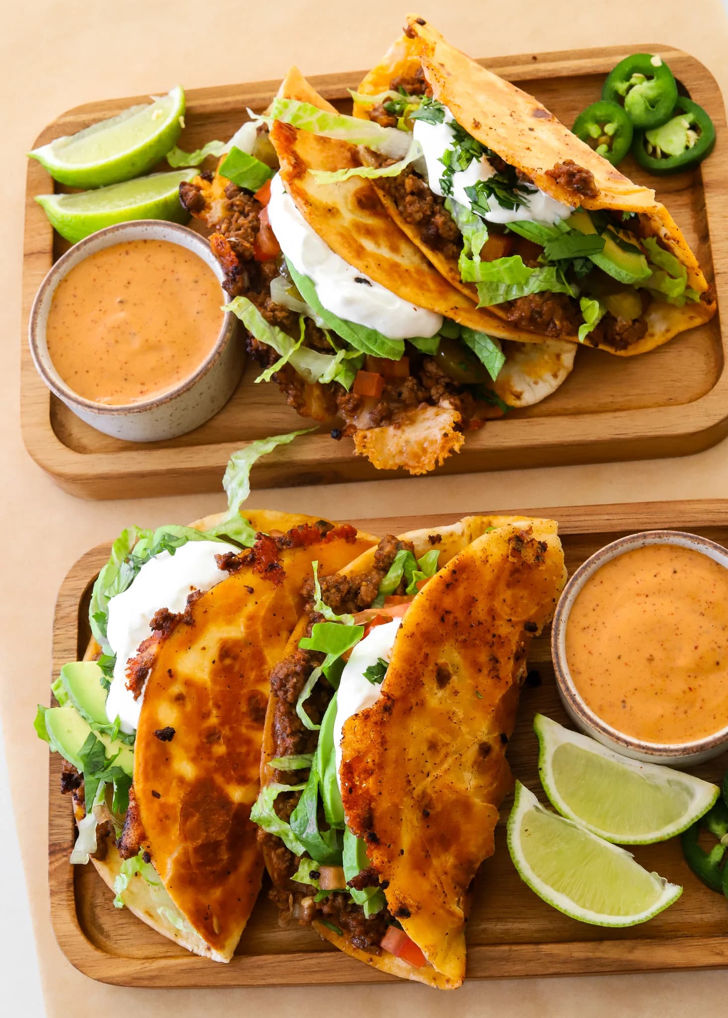 Crispy Cheesy Ground Beef Tacos with Monterey Jack Cheese