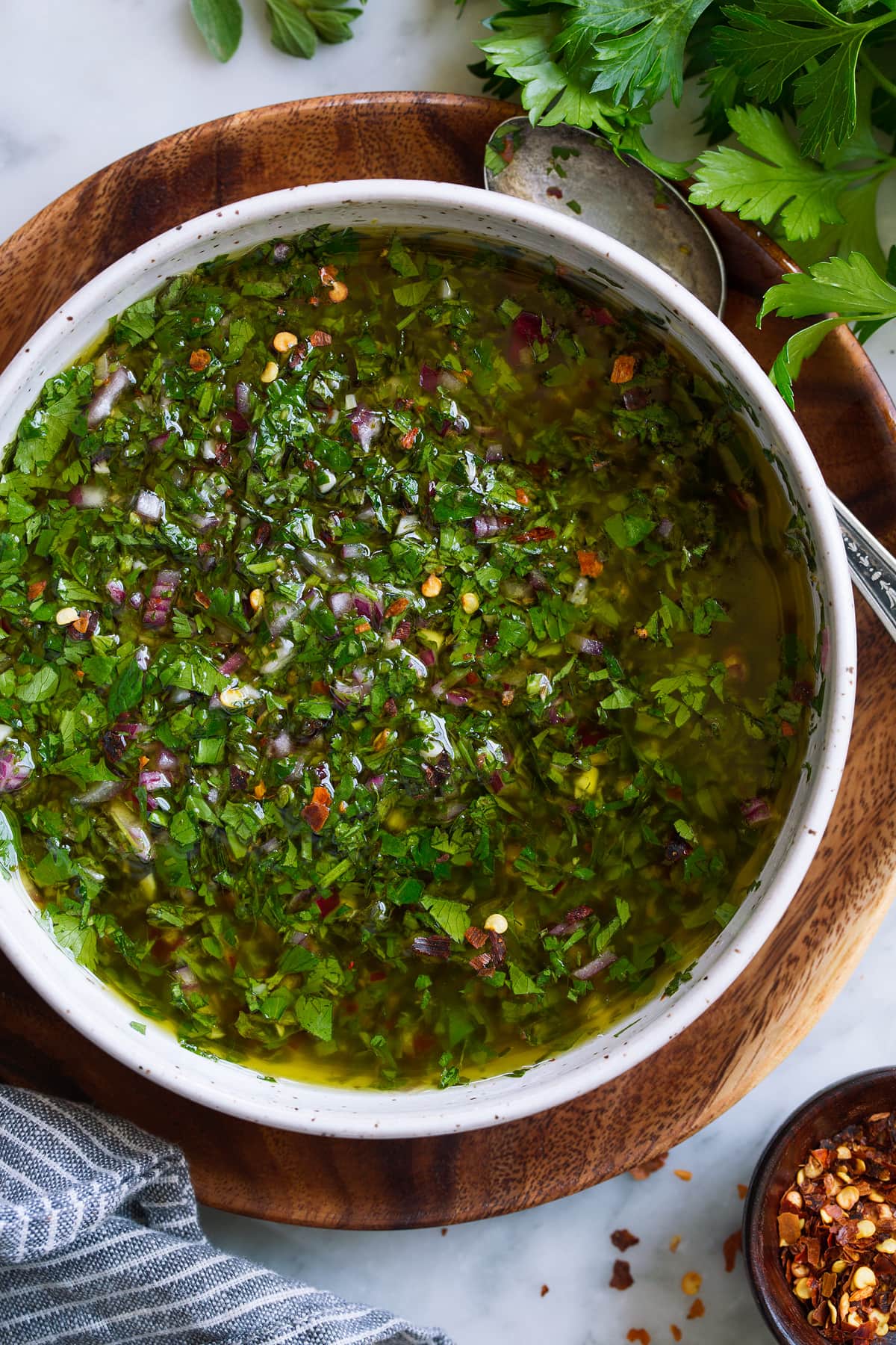 Chimichurri Sauce With Fresh Herbs, Red Wine Vinegar, and Lemon