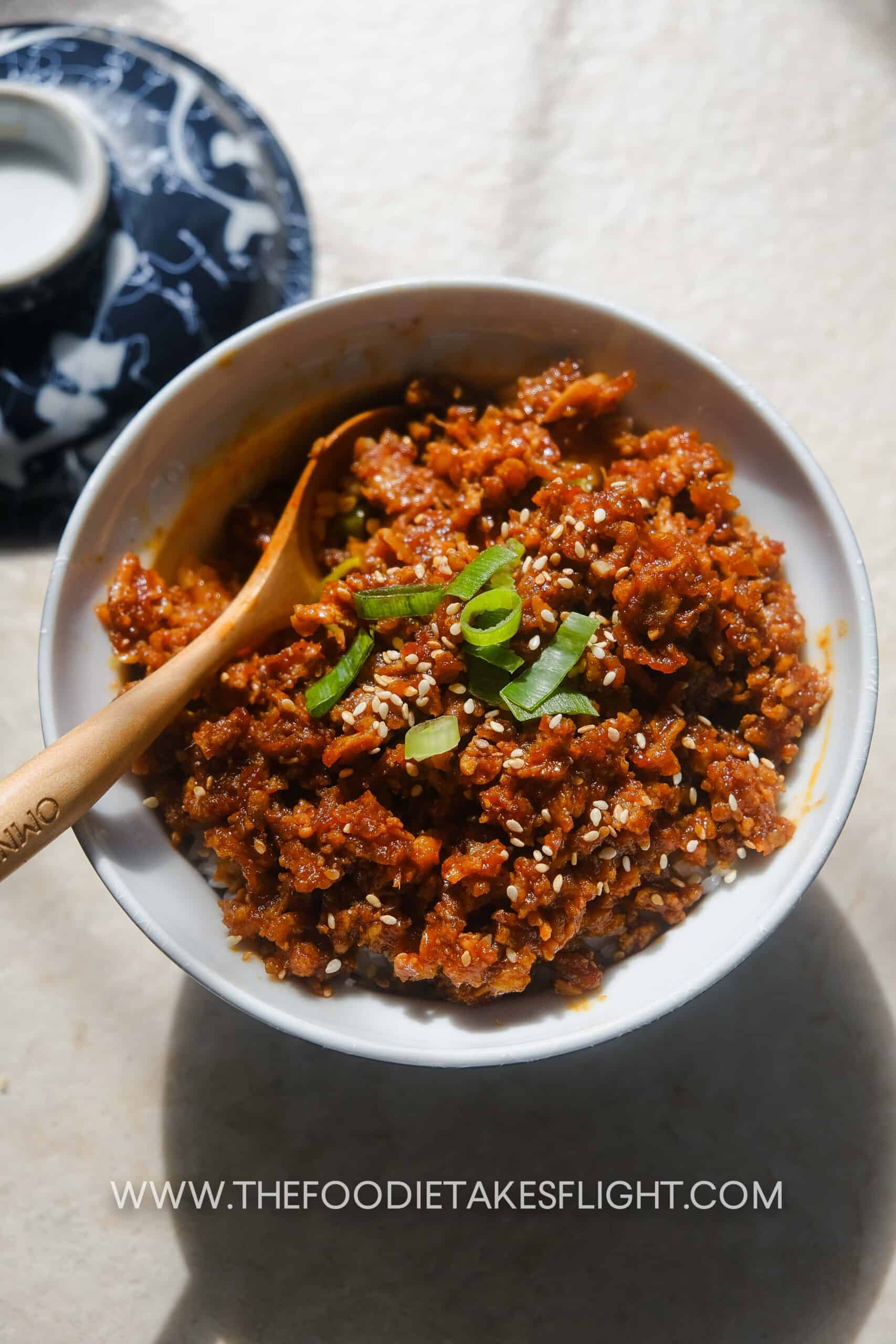 Shredded Tofu Bulgogi Bowl with Spicy-Sweet Gochujang Sauce