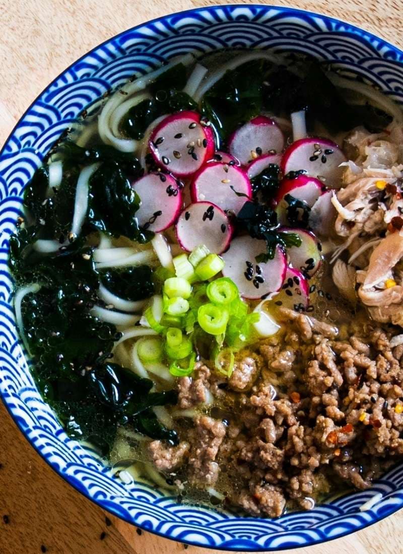 Korean Ground Beef Bowl with Garlic Ginger Sauce and Fried Egg