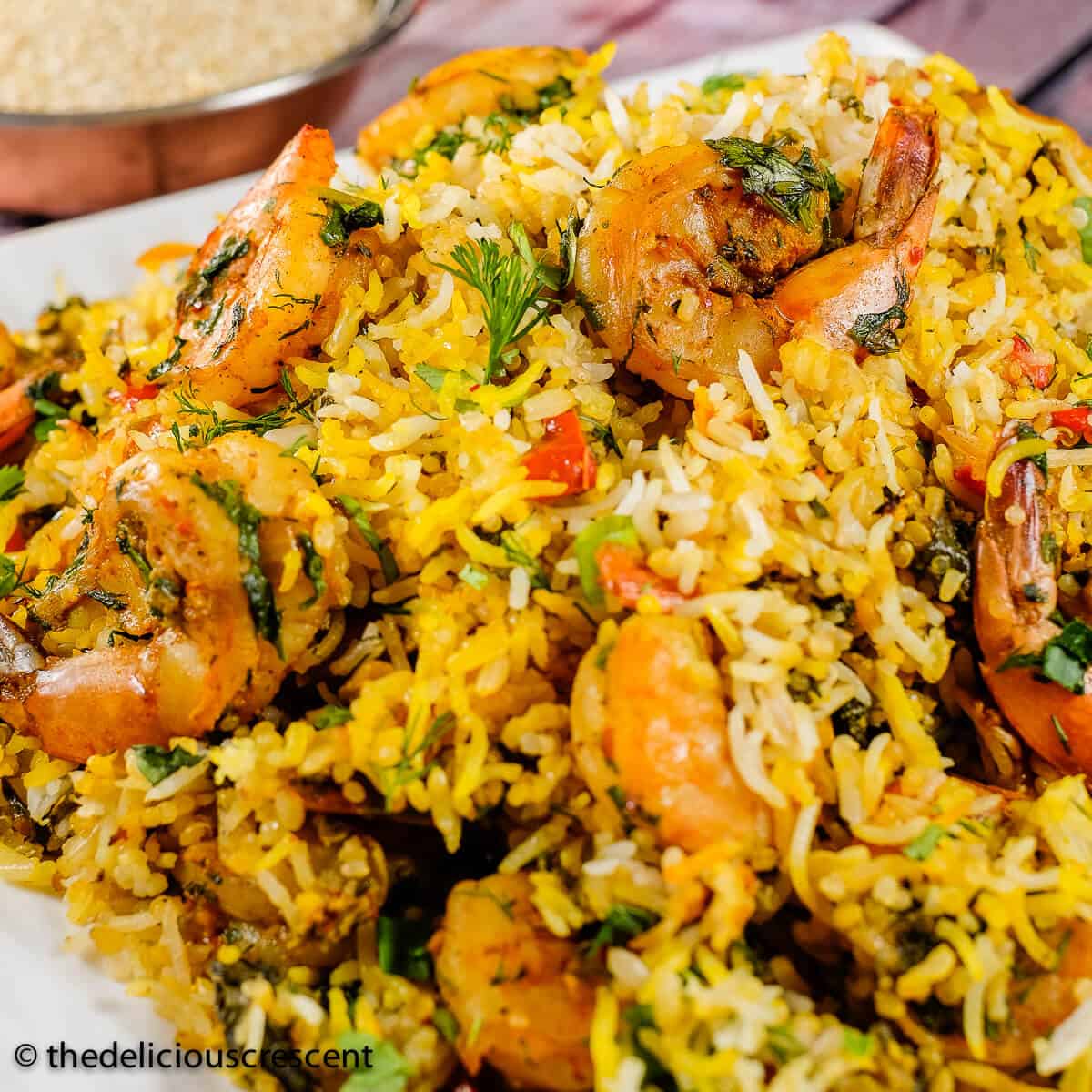 Persian Shrimp Rice with Herbs, Saffron, and Quinoa