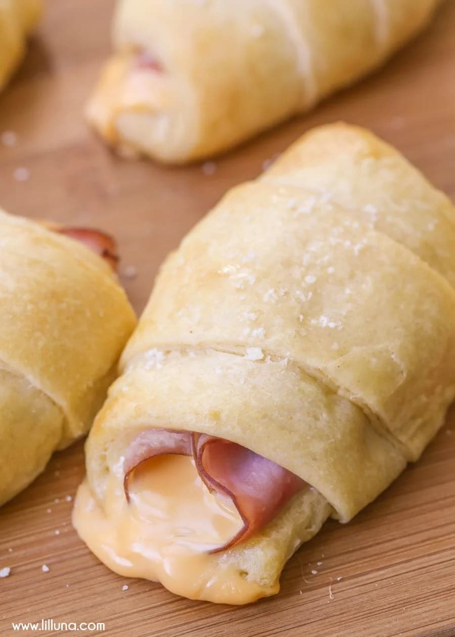 Hot Ham and Cheese Roll Ups With Soft Crescent Dough